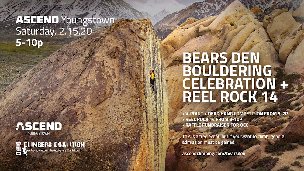 Bears Den Bouldering Celebration + Reel Rock 14 - ASCEND Climbing